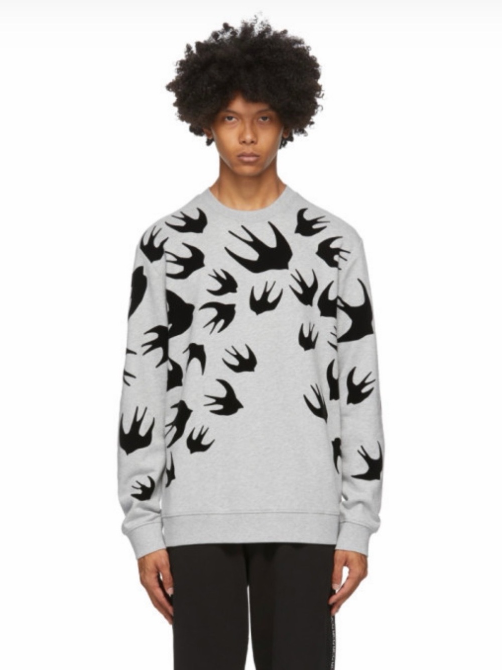 Alexander McQueen Grey Sweatshirt with Black Swallow